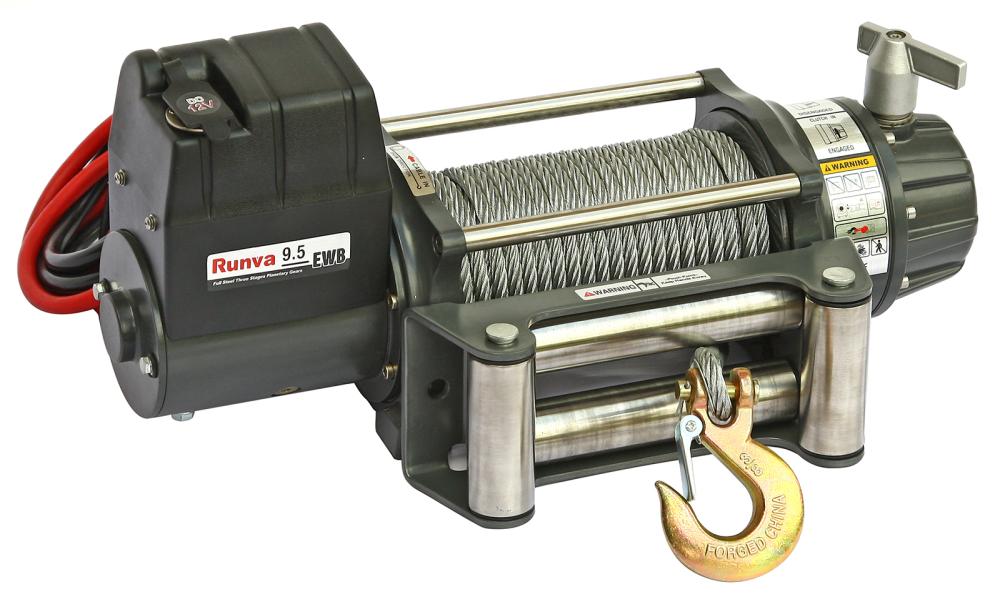 Лебёдка автомобильная электрическая 12V Runva EWB9500U 4350 кг влагозащищенная, стальной трос