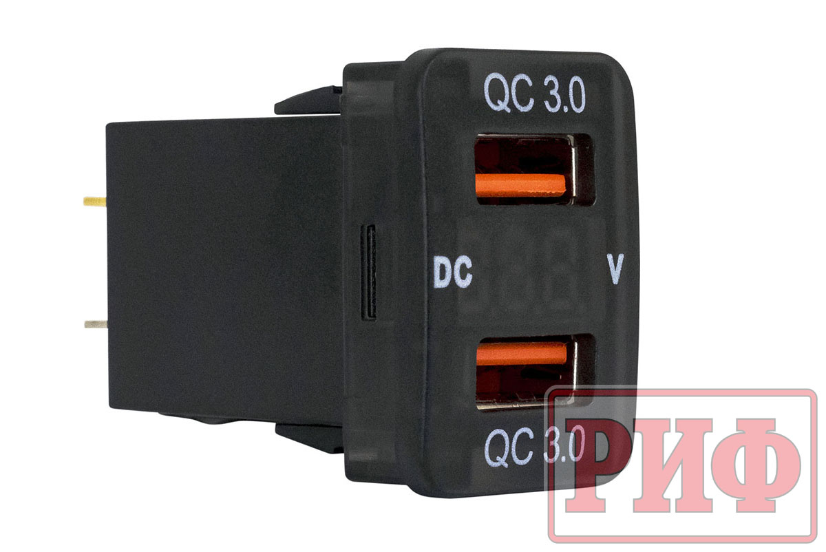 Розетка USB 2 QC 3.0 с вольтметром для Toyota 32x20