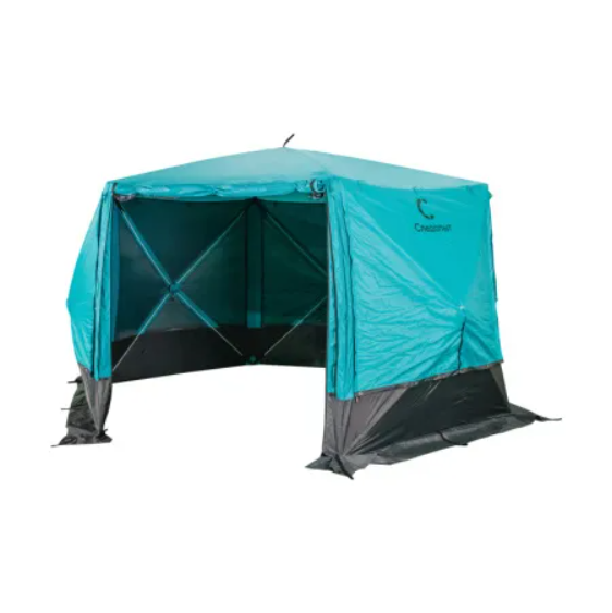 Шатер "СЛЕДОПЫТ" быстросборный, 6 стен, 3,35х3,85 м, h-2,25 м, S по полу 9,3 кв.м, цв. WATERFALL