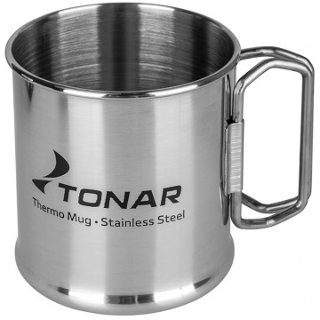 Кружка ТОНАР 300ML металлическая (нержавеющая сталь), со складными ручками