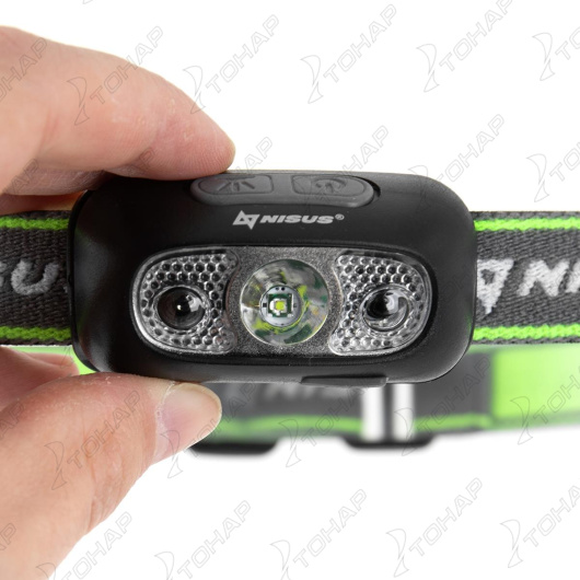 Фонарь налобный NISUS 3056S, сенсорный 120 LM, IPX4, USB 3056S