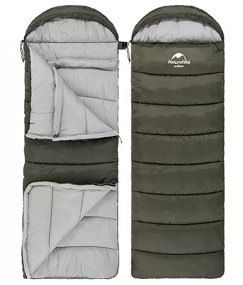 Мешок спальный Naturehike U350, (190х30)х75 см, (левый) (ТК: +1C), темно-зеленый