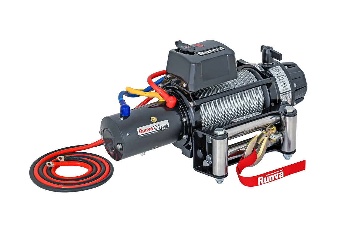 Лебёдка автомобильная электрическая 12V Runva EWB12500S 5670 кг влагозащищенная, стальной трос