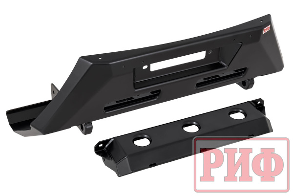 Полубампер передний силовой/защита штатного бампера РИФ для УАЗ Патриот 2015+ с защитой рулевых тяг (центр. часть)