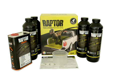 Покрытие защитное повышенной прочноcти RAPTOR черное, с отвердителем 2K U-POL 4л+1л