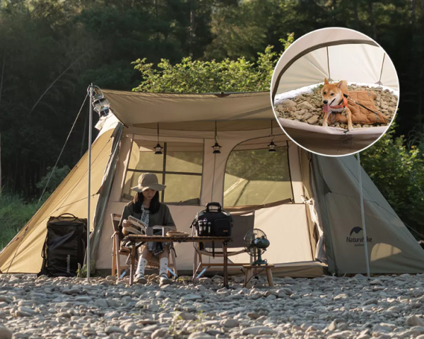 Палатка Naturehike Village 5.0 4-местная, алюминиевый каркас, снежная юбка, зеленая