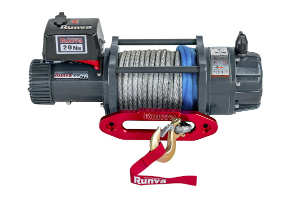 Лебёдка электрическая 24V Runva EWB20000USR24V влагозащищенная, синтетический трос