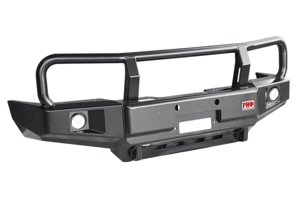 Бампер РИФ передний Toyota Hilux 1983-1997 с доп. фарами и защитной дугой