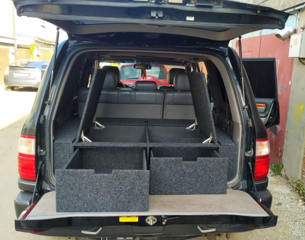 Органайзер для Toyota Land Cruiser 100 (2 выдв.ящика+спальник)