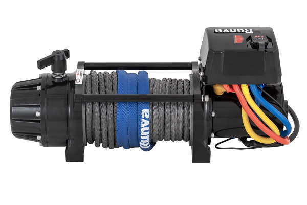 Лебёдка электрическая 12V Runva 9500 lbs 4350 кг влагозащищенная, синтетический трос