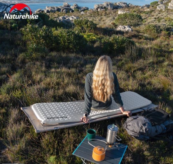 Коврик самонадувающийся Naturehike, 185x55x3,5 см, светло-серый