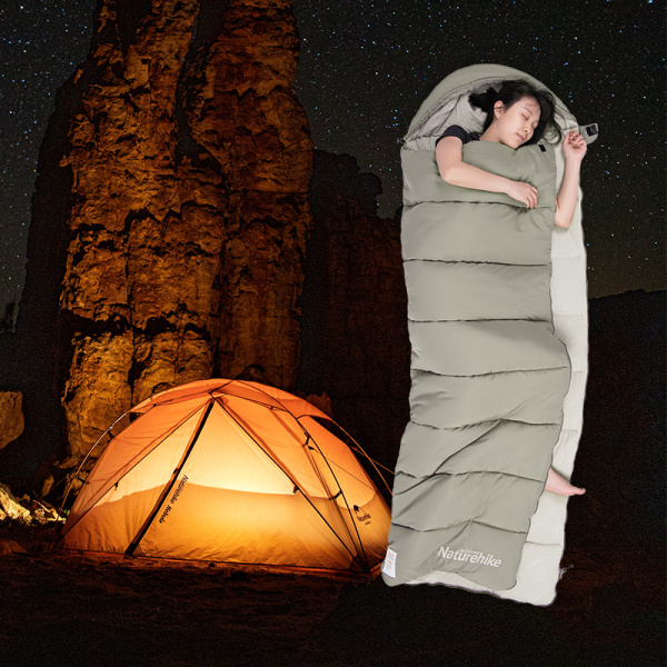 Мешок спальный Naturehike Envelope M180, (190+30)х80 см, (правый) (ТК: +12C), зеленый