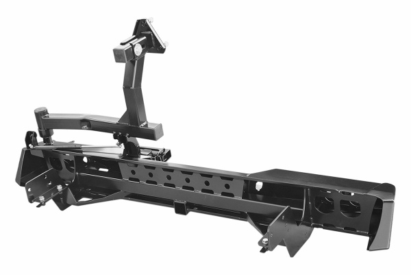 Бампер РИФ силовой задний Isuzu D-MAX (2012-2020) с квадратом под фаркоп, калиткой, фонарями, подсветкой номера стандарт