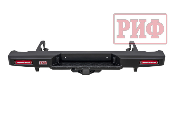 Бампер РИФ силовой задний Toyota Hilux 2005-2014 с квадратом под фаркоп и фонарями
