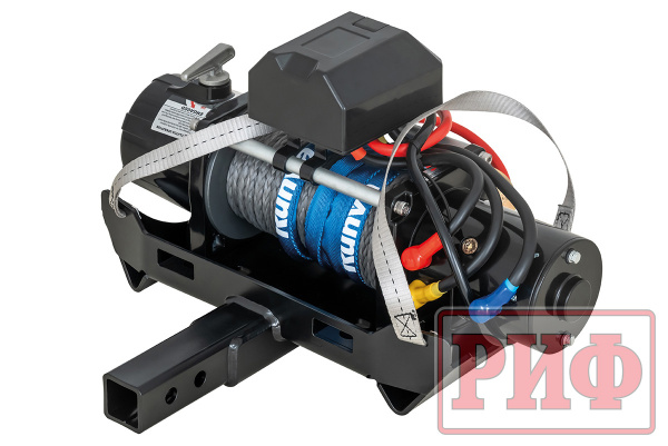 Лебёдка переносная РИФ 9000S c квадратом для фаркопа, синт. трос (облегченная)
