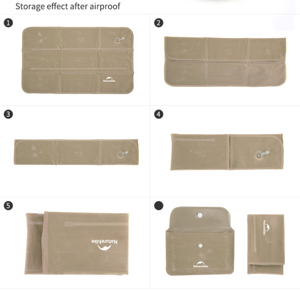 Подушка туристическая надувная Naturehike 44х27х8см, серо-коричневая