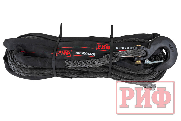 Трос для лебёдки синтетический РИФ 14 мм/22 м черный (готовый)