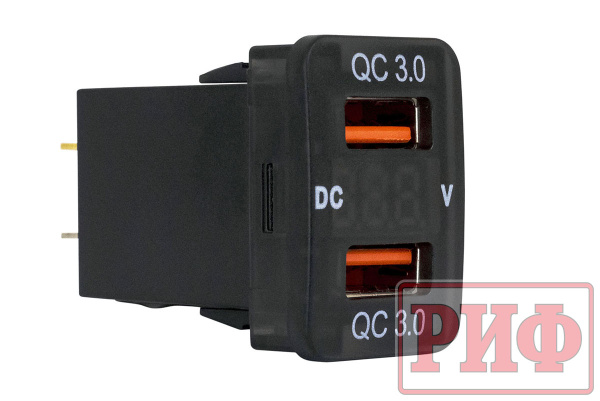Розетка USB 2 QC 3.0 с вольтметром для Toyota 32x20