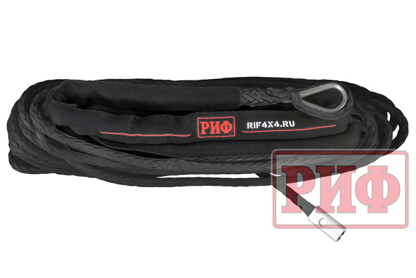 Трос для лебёдки синтетический РИФ 6 мм/15 м, черный