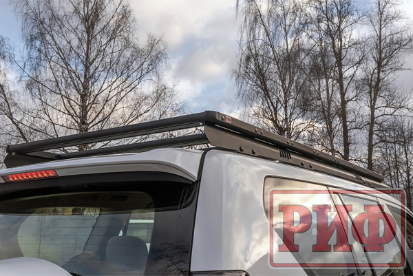 Багажник экспедиционный (платформа) алюминиевый РИФ 1150x2080 мм для Toyota Land Cruiser Prado 150 (с крепежом)