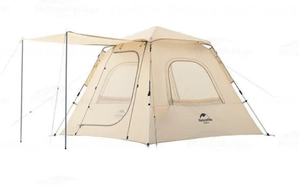 Палатка Naturehike Ango 3-местная, автоматическая, тент, снежная юбка, бежевая