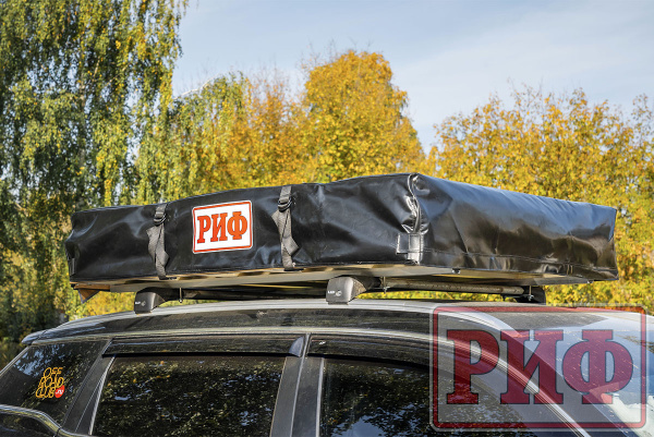 1 Палатка на крышу автомобиля РИФ Soft RT01-140, тент песочный, корпус черный, 420D, 140х120х30 см