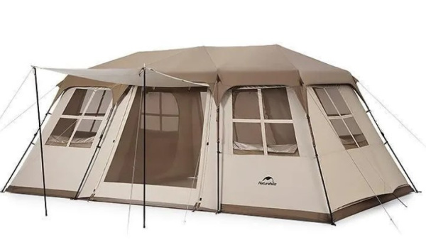 Палатка туристическая Naturehike Village 4-местная, алюминиевый каркас, коричневый