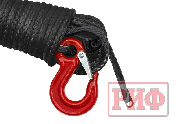 Трос для лебёдки синтетический РИФ 6 мм/15 м черный (готовый)