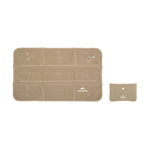 Подушка туристическая надувная Naturehike 44х27х8см, серо-коричневая