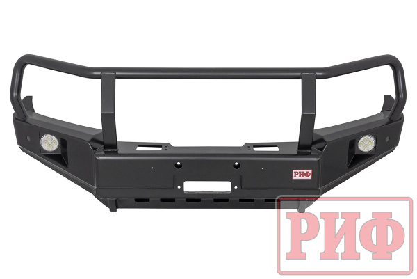 Бампер РИФ силовой передний Toyota Land Cruiser 200 2007-2015 c доп. фарами, защитной дугой и защитой бачка омывателя