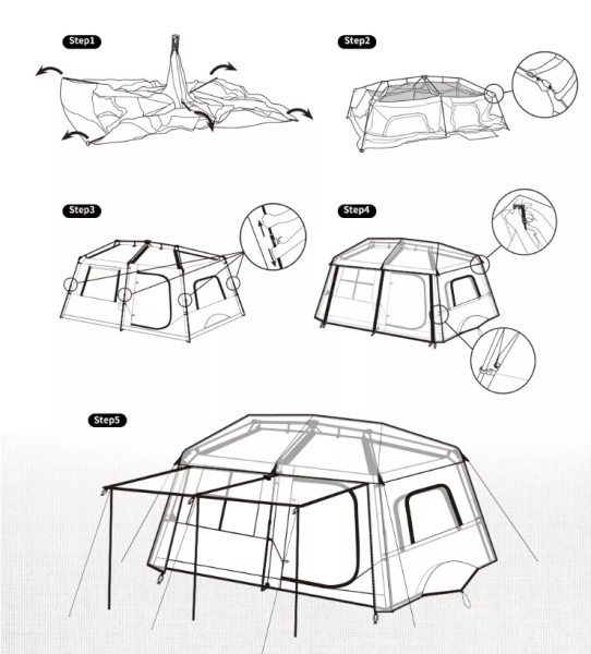 4 Палатка Naturehike Village 13 автоматическая 5-8-местная