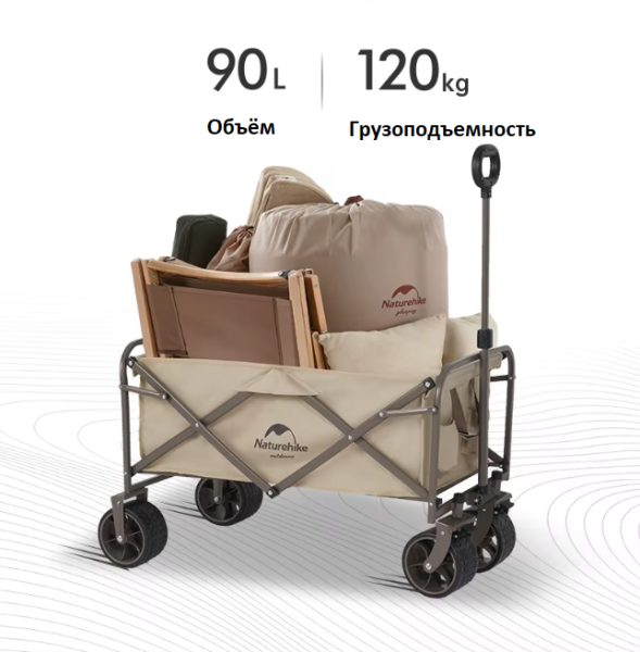 Тележка туристическая Naturehike Light 89х50х106 см, 90 л, коричневая