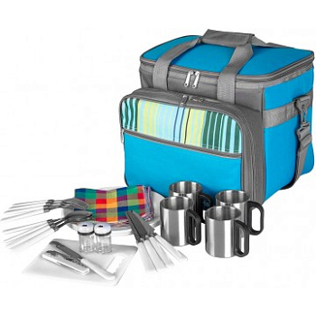 Набор для пикника на 4 персоны HELIOS серо-голубой