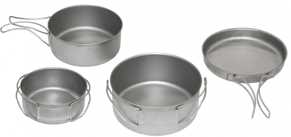 Набор круглых котелков (1,2;1,0;0,6 л) "Три друга и подруга", титан, с раскладными ручками