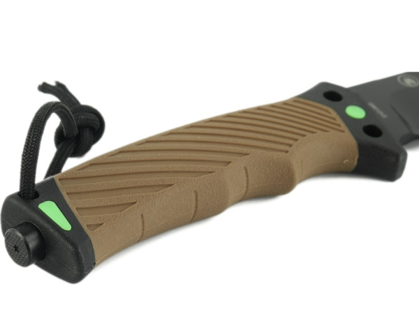 4 Нож туристический GANZO, длина 243 мм, сталь 8CR13, коричневый, с паракордом, в ножнах