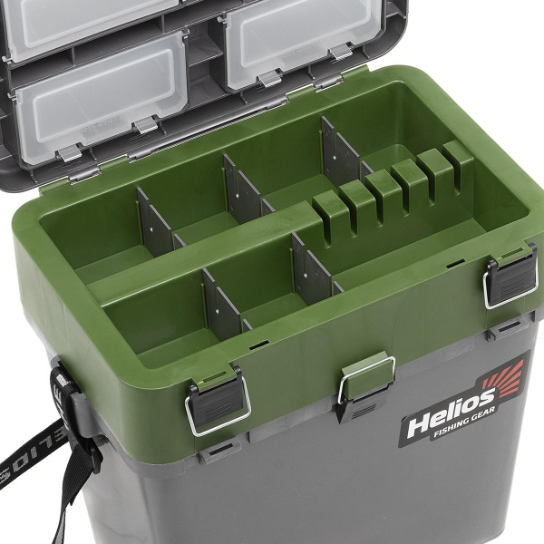 2 Ящик рыболовный зимний HELIOS, 19 л, серый/хаки