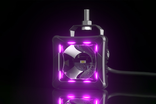 Светодиодные фары дальнего света AURORA 76x76 мм 30W с RGB подсветкой (комплект 2 шт)