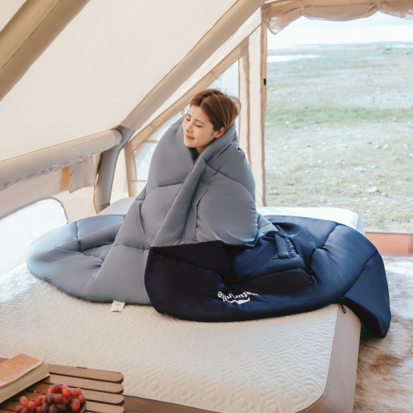 3 Мешок спальный Naturehike Sunny Day PL02 U450, (190+30)х80 см, (левый) (ТК: +4C), серо-голубой