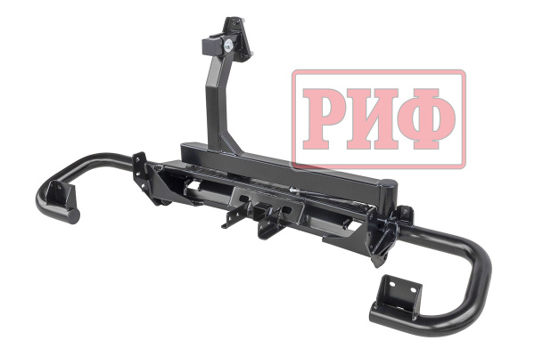 Бампер силовой/защита штатного бампера РИФ УАЗ Патриот 2015+ c квадратом под фаркоп и калиткой, стандарт