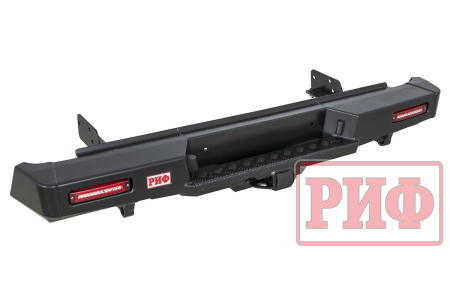 Бампер РИФ силовой задний Isuzu D-MAX (2012-2021) с квадратом под фаркоп и фонарями, стандарт