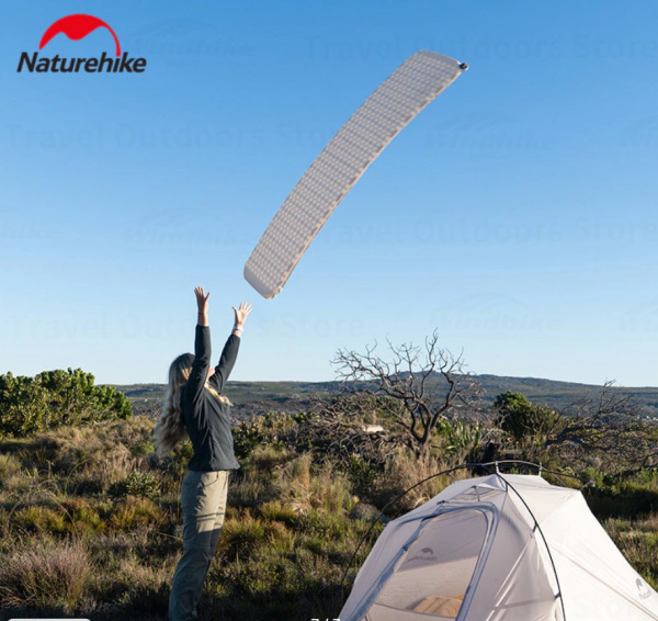 4.Коврик самонадувающийся Naturehike, 185x55x3.5 см, светло-серый