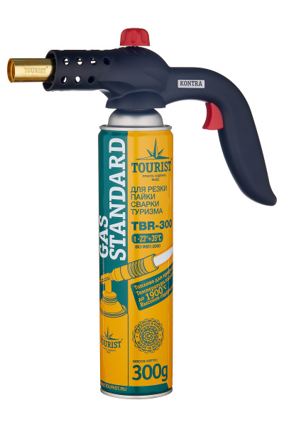 Резак газовый TOURIST KONTRA с пьезоподжигом, системой подогрева газа, и ручкой. на резьбовой баллон