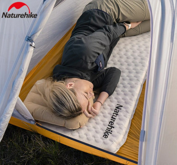 Коврик самонадувающийся Naturehike, 196х65х3,5 см, увеличенный, светло-серый