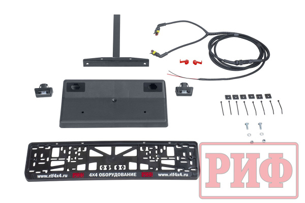 Бампер РИФ силовой задний Mitsubishi L200 2019-2022 с квадратом под фаркоп, калиткой, фонарями, подсветкой номера