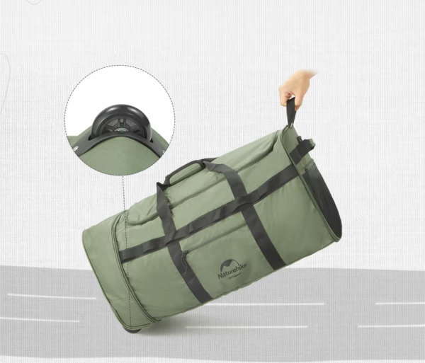 1 Сумка дорожная Naturehike, с колесами, 88 л., зеленая