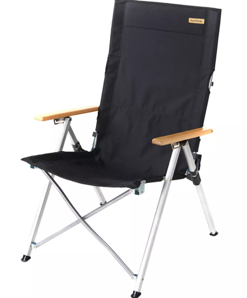 Кресло туристическое Naturehike складное, регулируемое, черное, до 140 кг (уценка)