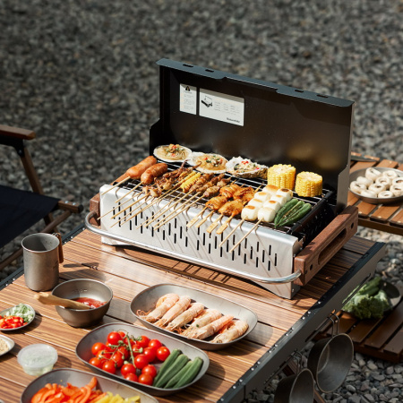 4 Гриль угольный Naturehike BBQ, черный