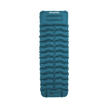 Коврик надувной Naturehike FC01 200х60х9,5 см, с подушкой, с насосом, голубой