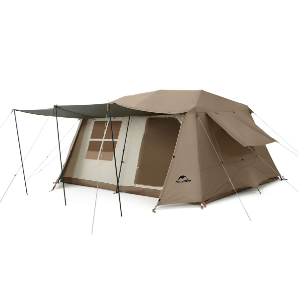 Палатка Naturehike Village 13 автоматическая 5-8-местная, коричневая BlackOut
