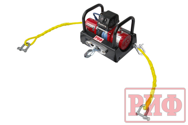 Лебёдка переносная РИФ 9.5XS c площадкой на цепях и проводами (в сборе) синтетический трос